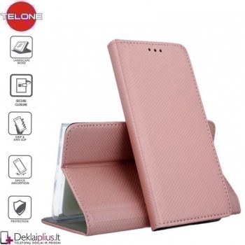 Telone smart magnet serijos atverčiamas dėklas - rausvas (telefonams Xiaomi Redmi Note 9T)